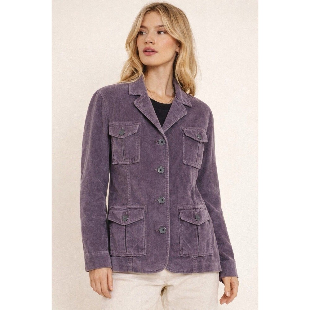 Sonoma Soft Corduroy Blazer Button Front Blue New With Tag Size XL Stretch